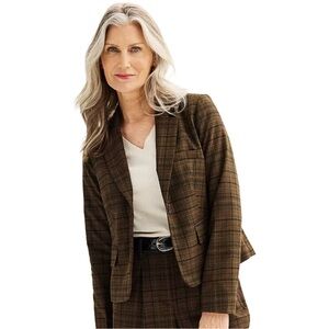 Croft & Barrow Brown Plaid Large NWT